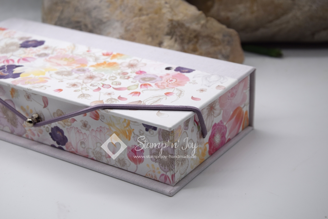 Preview: Stifte-Schachtel mit Klappdeckel ca. 21x10x4cm | floral | flieder | Art. Nr. 97040403
